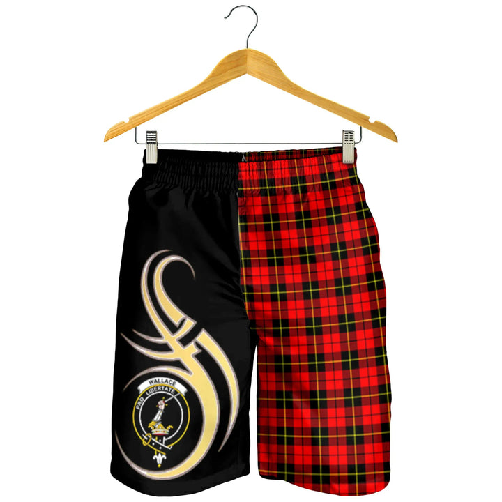 Scottish Wallace Hunting - Red Clan Crest Tartan Believe in Me Men's Shorts