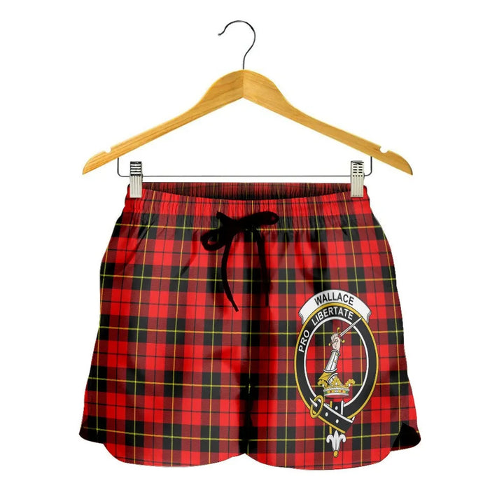 Scottish Wallace Hunting - Red Clan Crest Tartan Women Shorts