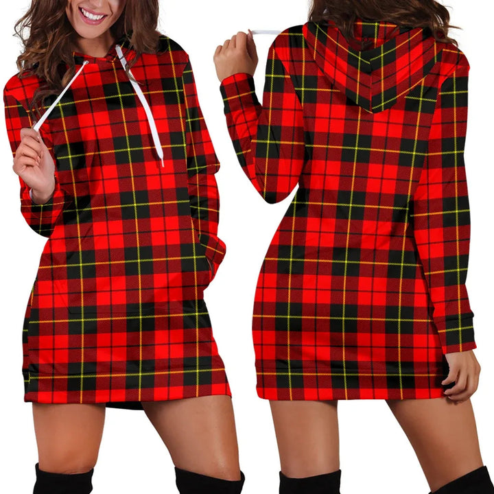 Scottish Wallace Hunting - Red Clan Tartan Hoodie Dress