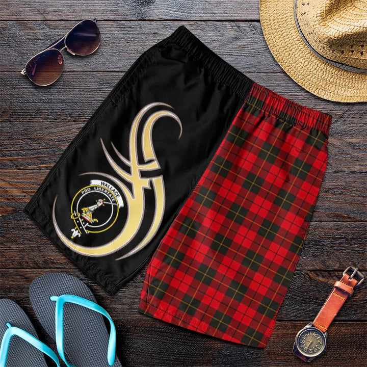 Scottish Wallace Weathered Clan Crest Tartan Believe in Me Men's Shorts