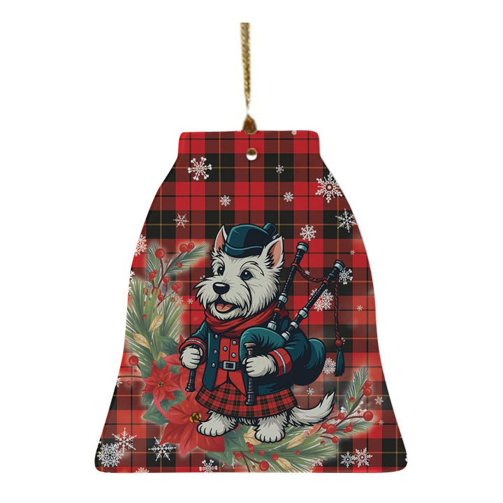 Scottish Wallace Weathered Clan Tartan Ceramic Ornament Cute Scottish Terrier Dog Bell Style Tartan Plaid