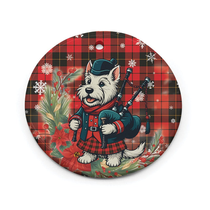 Scottish Wallace Weathered Clan Tartan Ceramic Ornament Cute Scottish Terrier Dog Circle Style Tartan Plaid