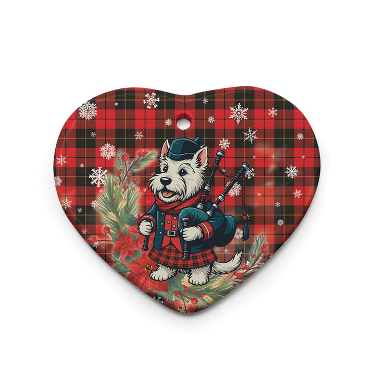 Scottish Wallace Weathered Clan Tartan Ceramic Ornament Cute Scottish Terrier Dog Heart Style Tartan Plaid