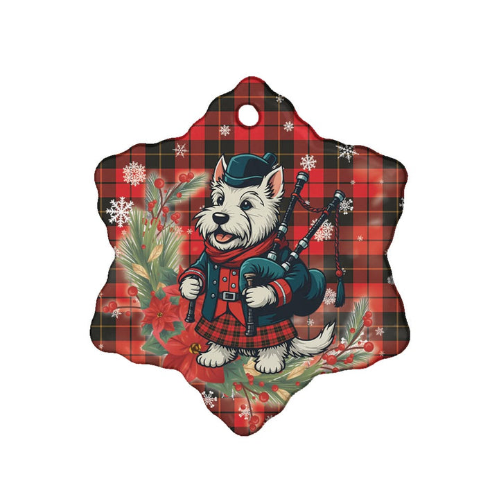 Scottish Wallace Weathered Clan Tartan Ceramic Ornament Cute Scottish Terrier Dog Snow Flake Style Tartan Plaid