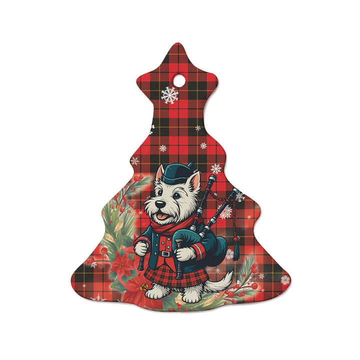 Scottish Wallace Weathered Clan Tartan Ceramic Ornament Cute Scottish Terrier Dog Tree Style Tartan Plaid