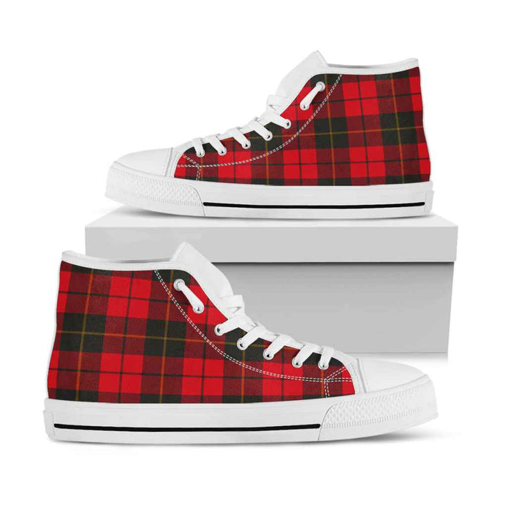 Scottish Wallace Weathered Clan Tartan High Top Shoes White Sole Tartan Plaid