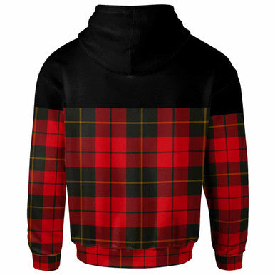 Scottish Wallace Weathered Clan Tartan Hoodie - Horizontal Style Back Side Tartan Plaid