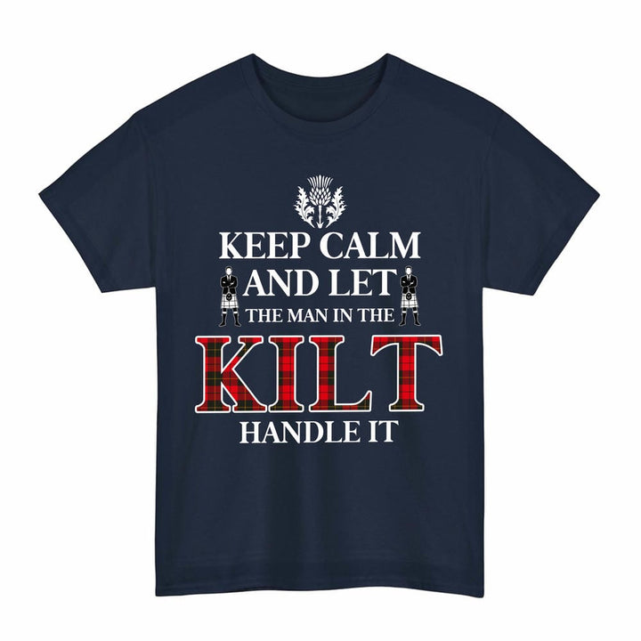 Scottish Wallace Weathered Clan Tartan T-Shirt - Keep Calm Tartan Plaid Navy Color