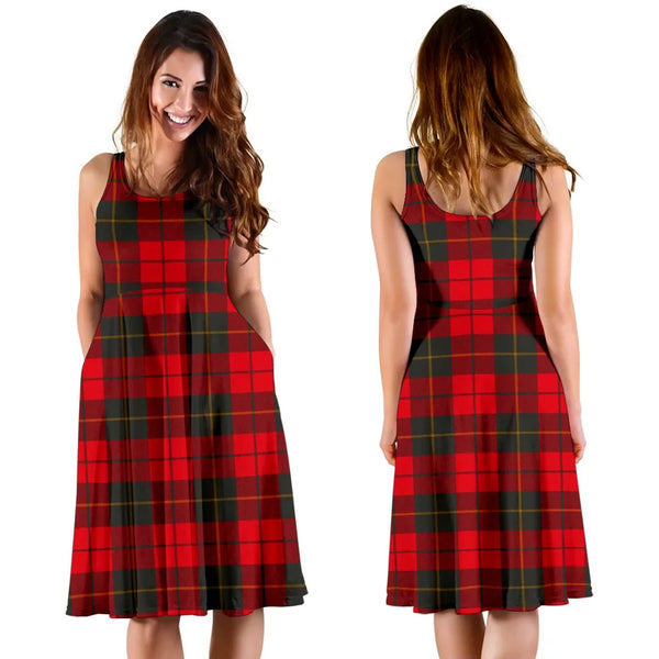 Scottish Wallace Weathered Clan Tartan Women Midi Dress