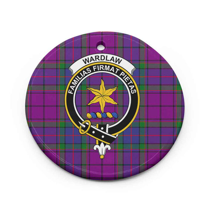 Scottish Wardlaw Clan Crest Tartan Ceramic Ornament Circle Shape Tartan Plaid