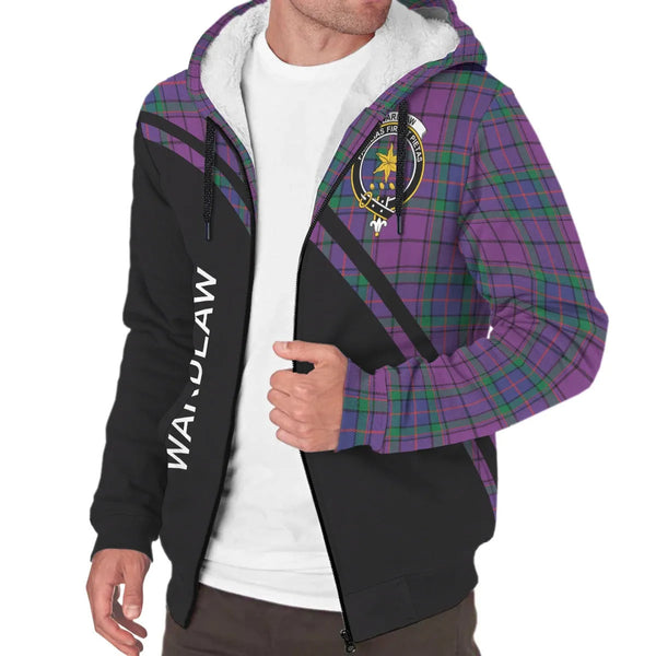 Scottish Wardlaw Clan Crest Tartan Curve Sherpa Hoodie