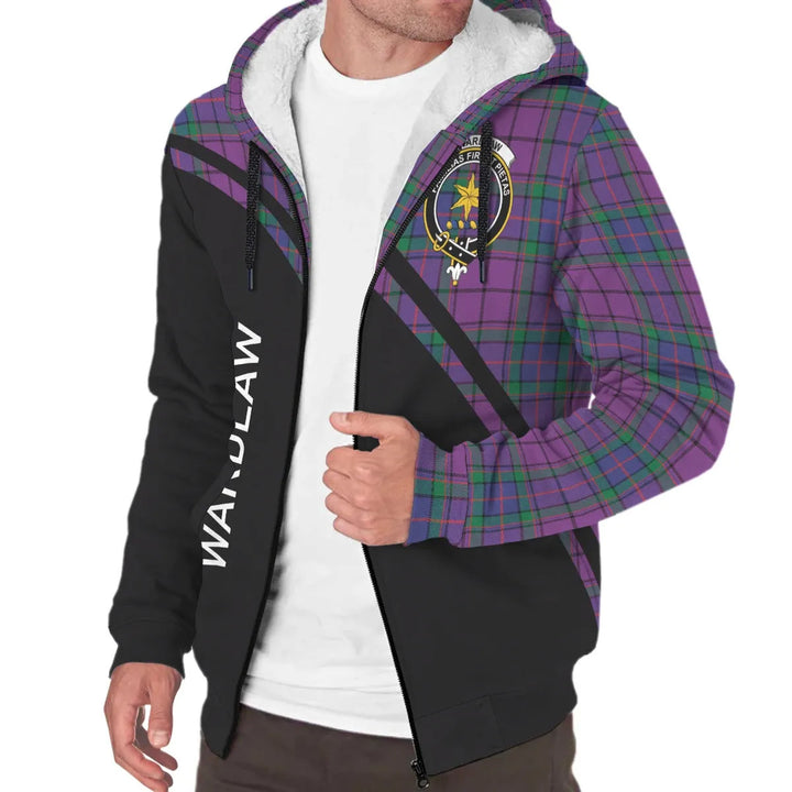 Scottish Wardlaw Clan Crest Tartan Curve Sherpa Hoodie