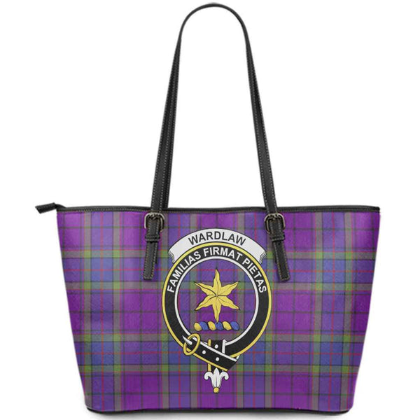 Scottish Wardlaw Clan Crest Tartan Leather Tote Tartan Plaid