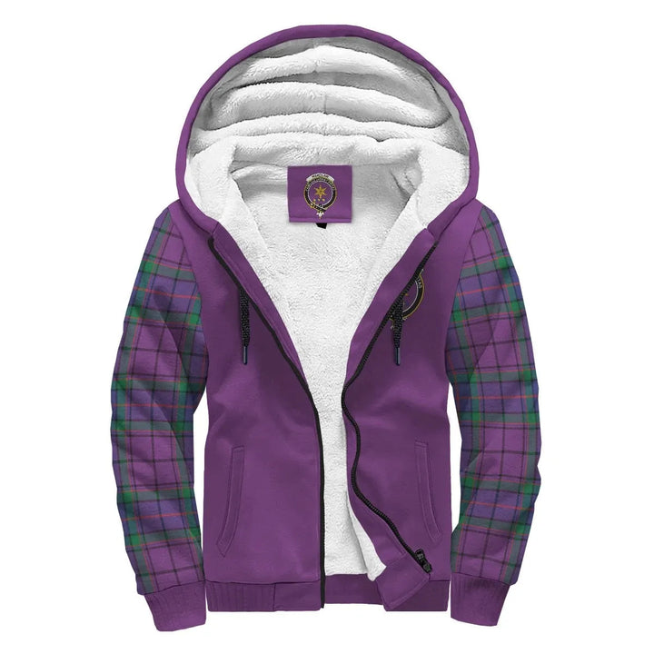 Scottish Wardlaw Clan Crest Tartan Plaid Sleeve Sherpa Hoodie