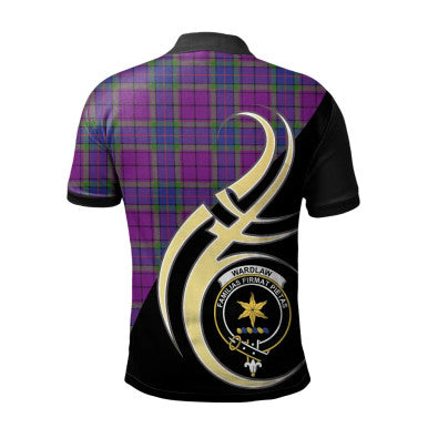 Scottish Wardlaw Modern Clan Crest Tartan Polo Shirt Believe in Me Back Side Tartan Plaid