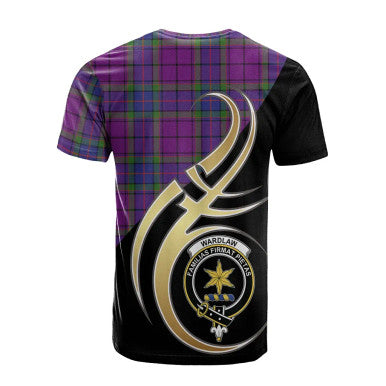 Scottish Wardlaw Modern Clan Crest Tartan T-Shirt Believe in Me Back Side Tartan Plaid