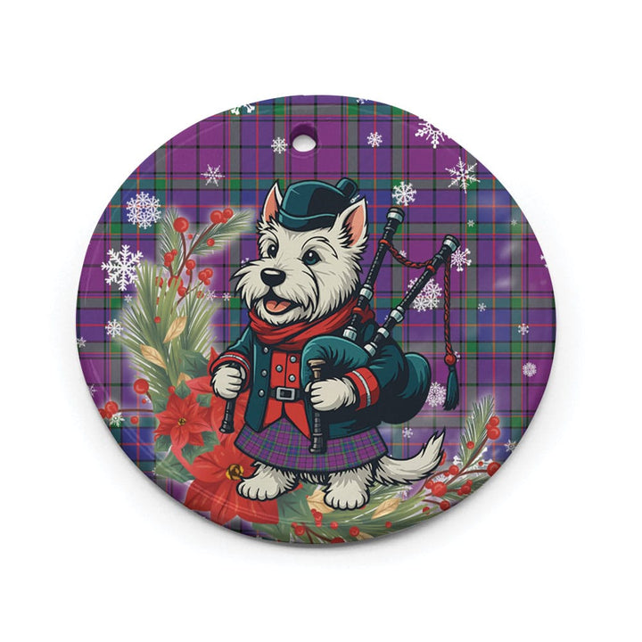 Scottish Wardlaw Modern Clan Tartan Ceramic Ornament Cute Scottish Terrier Dog Circle Style Tartan Plaid