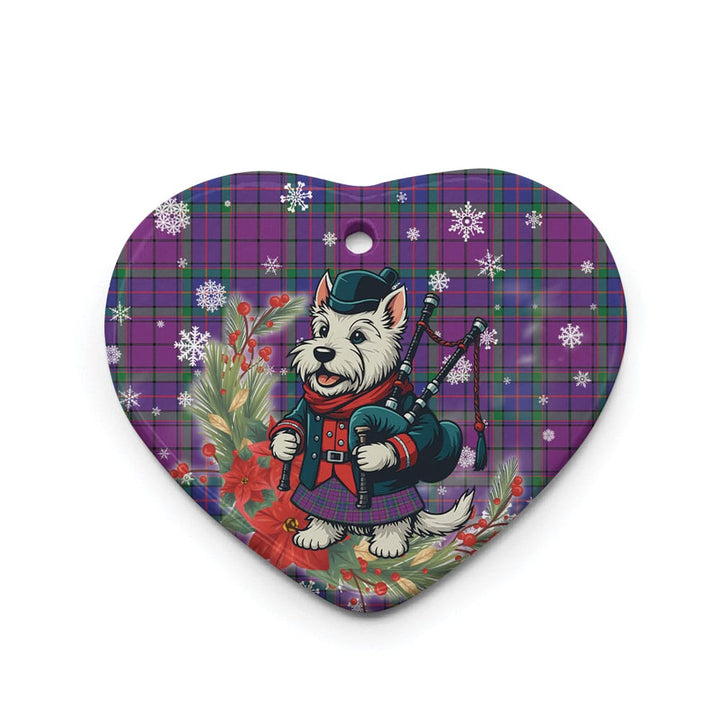 Scottish Wardlaw Modern Clan Tartan Ceramic Ornament Cute Scottish Terrier Dog Heart Style Tartan Plaid
