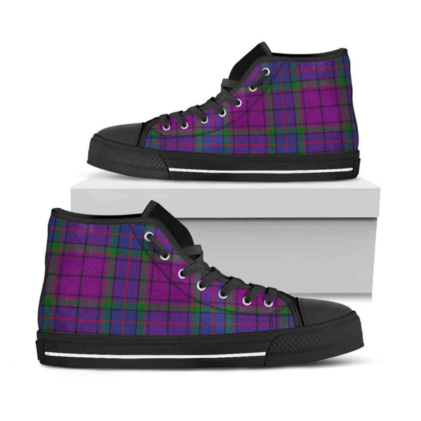 Scottish Wardlaw Modern Clan Tartan High Top Shoes Black Sole Tartan Plaid