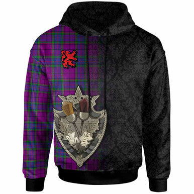 Scottish Wardlaw Modern Clan Tartan Hoodie - Half Thistle Flowers Celtic Design Front Side Tartan Plaid