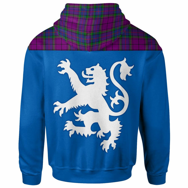 Scottish Wardlaw Modern Clan Tartan Hoodie - Lion Rampant of Scotland With Flag back Side Tartan Plaid