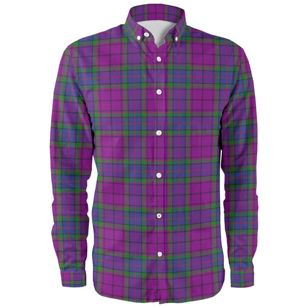 Scottish Wardlaw Modern Clan Tartan Long Sleeve Shirt Front Side Tartan Plaid