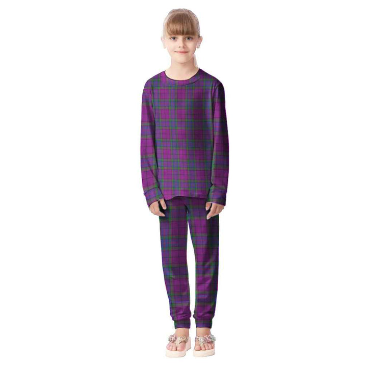 Scottish Wardlaw Modern Clan Tartan Pajama Set Kid Front Side Tartan Plaid
