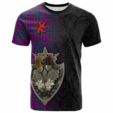 Scottish Wardlaw Modern Clan Tartan T-Shirt - Half Thistle Flowers Celtic Design Front Side Tartan Plaid
