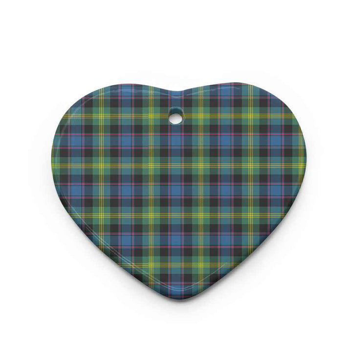 Scottish Watson Ancient Clan Tartan Ceramic Ornament Heart Shape Tartan Plaid
