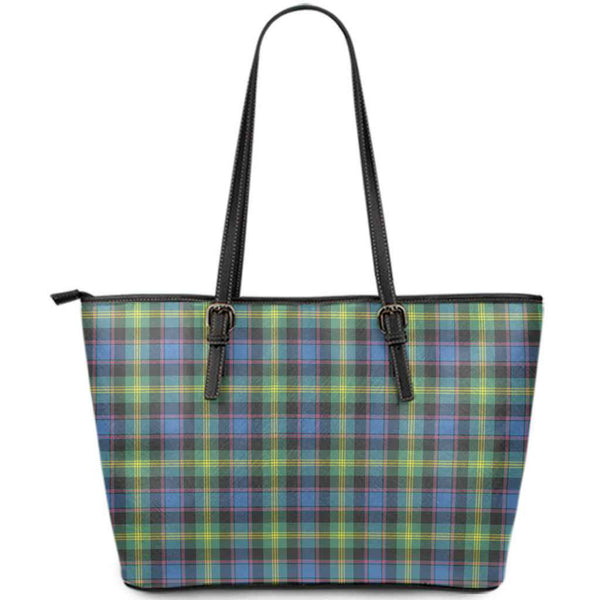 Scottish Watson Ancient Clan Tartan Leather Tote Tartan Plaid
