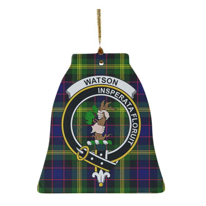 Scottish Watson Clan Crest Tartan Ceramic Ornament Bell Shape Tartan Plaid