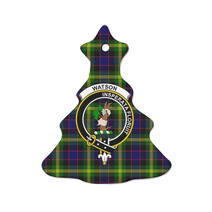 Scottish Watson Clan Crest Tartan Ceramic Ornament Tree Shape Tartan Plaid