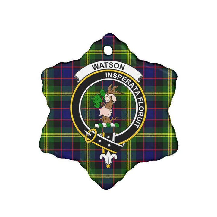 Scottish Watson Clan Crest Tartan Ceramic Ornament Snow Flake Shape Tartan Plaid