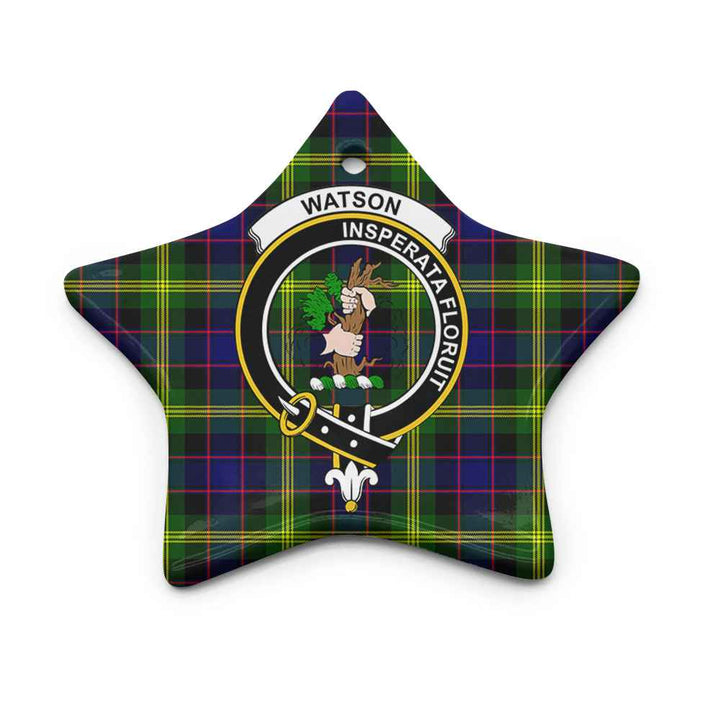 Scottish Watson Clan Crest Tartan Ceramic Ornament Star Shape Tartan Plaid
