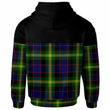 Scottish Watson Clan Crest Tartan Hoodie - Horizontal Style Back Side Tartan Plaid