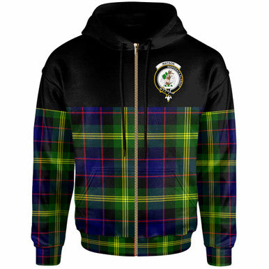 Scottish Watson Clan Crest Tartan Hoodie - Horizontal Style Zip-up Tartan Plaid