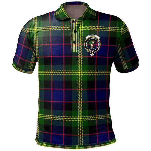 Scottish Watson Clan Crest Tartan Polo Shirt Front Side Tartan Plaid