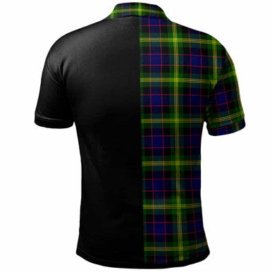 Scottish Watson Clan Crest Tartan Polo Shirt - Half in Me Back Side Tartan Plaid
