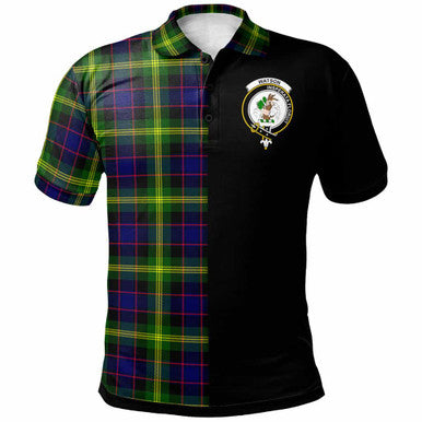 Scottish Watson Clan Crest Tartan Polo Shirt - Half in Me Front Side Tartan Plaid