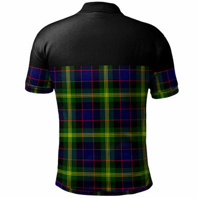 Scottish Watson Clan Crest Tartan Polo Shirt - Horizontal Style Back Side Tartan Plaid
