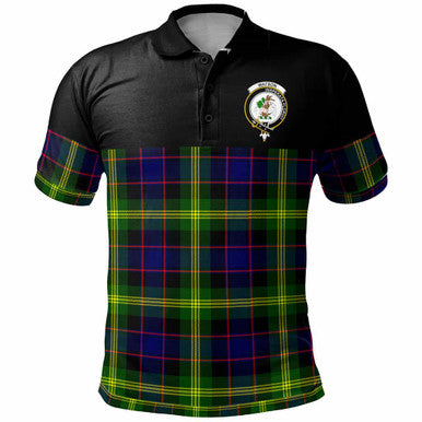 Scottish Watson Clan Crest Tartan Polo Shirt - Horizontal Style Front Side Tartan Plaid