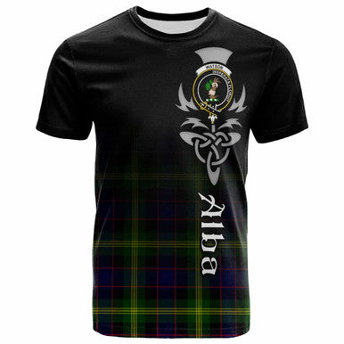 Scottish Watson Clan Crest Tartan T-Shirt - Alba Gu Brath Family Crest Celtic Inspired Front Side Tartan Plaid