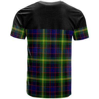 Scottish Watson Clan Crest Tartan T-Shirt - Horizontal Style Back Side Tartan Plaid