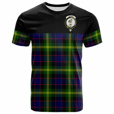 Scottish Watson Clan Crest Tartan T-Shirt - Horizontal Style Front Side Tartan Plaid