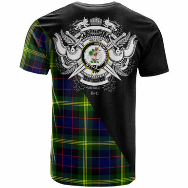 Scottish Watson Clan Crest Tartan T-Shirt - Military Logo Back Side Tartan Plaid