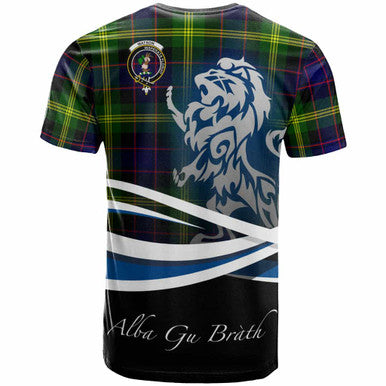Scottish Watson Clan Crest Tartan T-Shirt - Scotland Lion Back Side Tartan Plaid