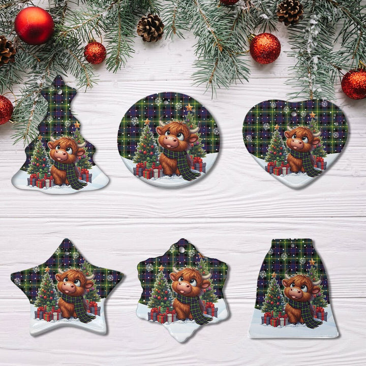 Scottish Watson Modern Clan Tartan Ceramic Ornament Cute Highland Cow Christmas All Style Tartan Plaid