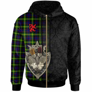 Scottish Watson Modern Clan Tartan Hoodie - Half Thistle Flowers Celtic Design Zip-up Tartan Plaid