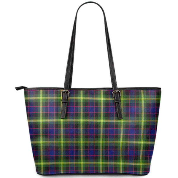 Scottish Watson Modern Clan Tartan Leather Tote Tartan Plaid