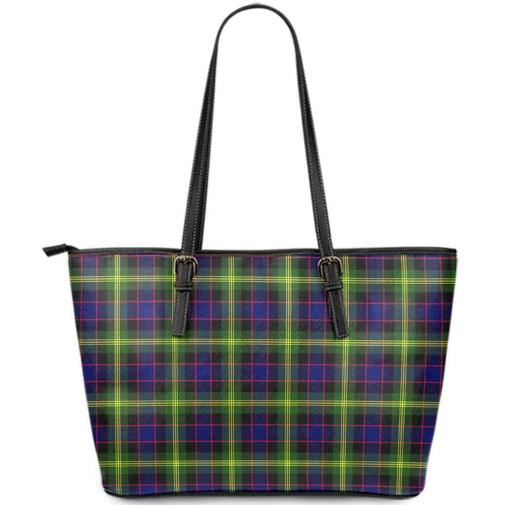 Scottish Watson Modern Clan Tartan Leather Tote Tartan Plaid